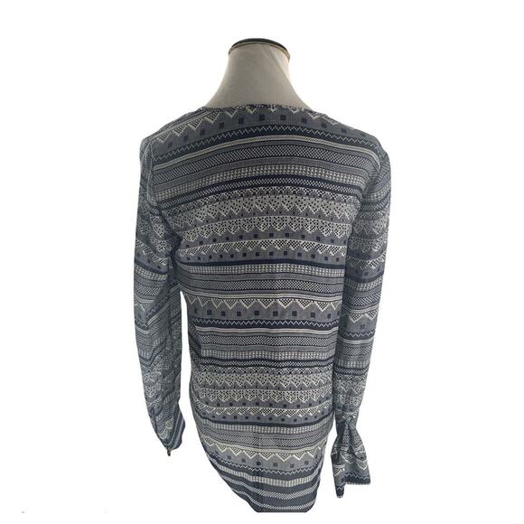 Veronica Beard Bahia Blouse 100% Silk Buttoned Cuffs Geometric Print Size 6 - Picture 4 of 9